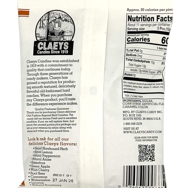 Claeys Old Fashioned Root Beer Hard Candy - 6 oz Bag