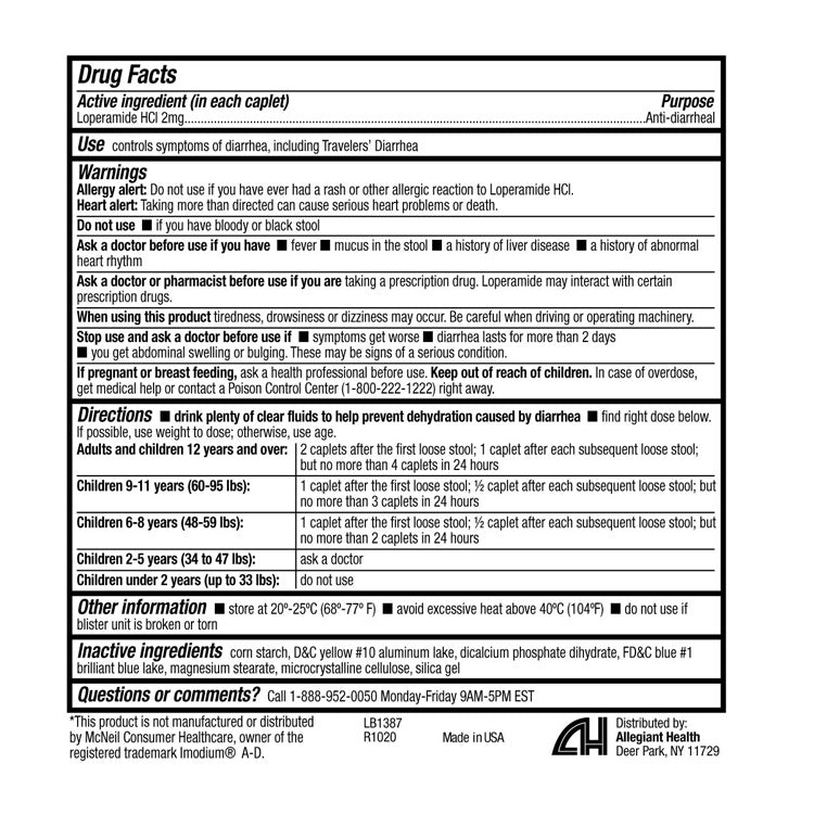 A2Z Anti-Diarrheal Loperamide (12 Caplets)