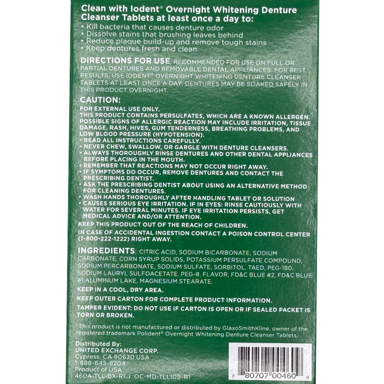 Overnight Whitening Denture Cleanser Tablets - 20 Count