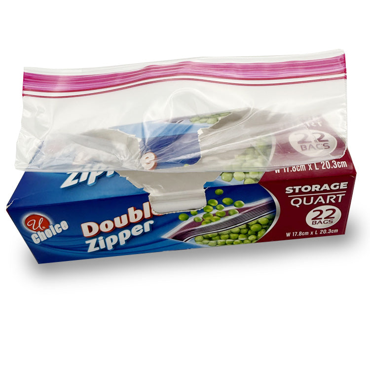 Double Zipper 1 qt Storage Bags (22 bags)