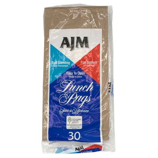 AJM Brown Paper Lunch Bags - 30 Count