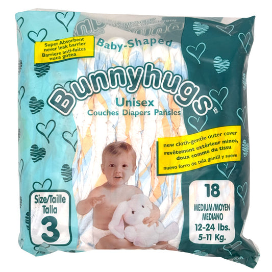 Bunnyhugs Medium Baby Diapers, Size 3 (12-24 lbs) - 18 Count