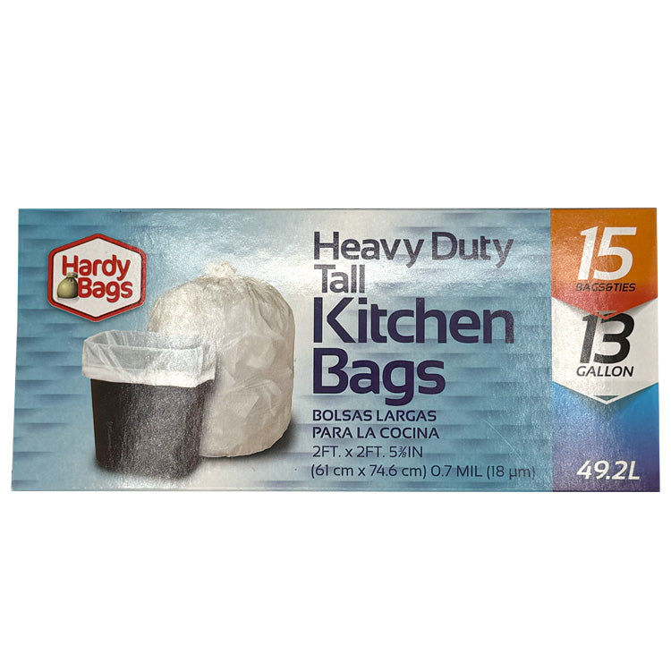 13 Gallon Heavy Duty Tall Kitchen Trash Bags - 15 Count