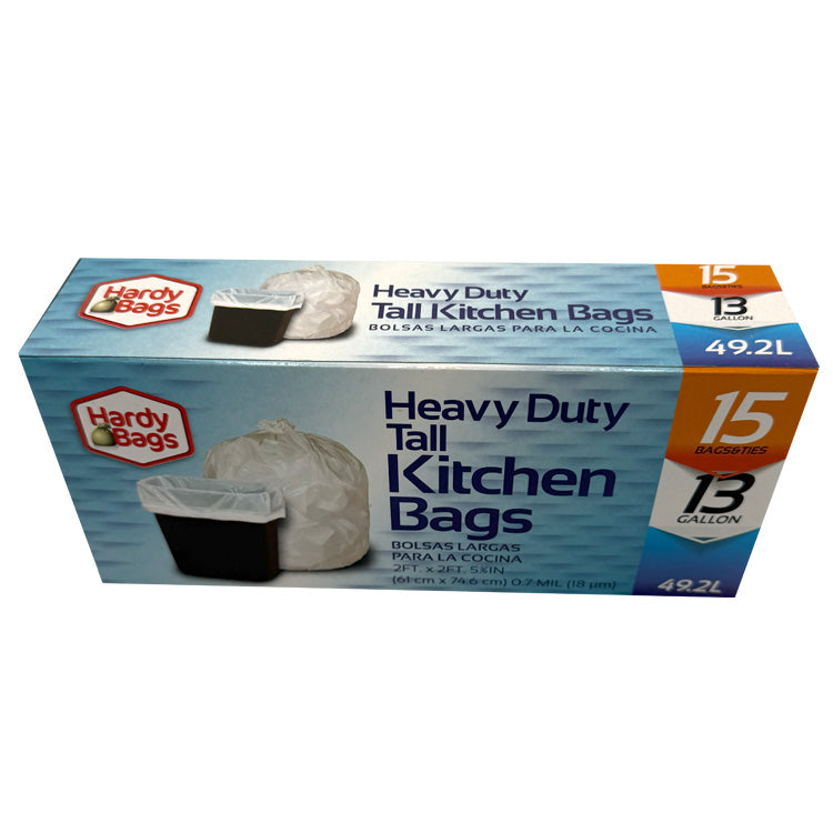 13 Gallon Heavy Duty Tall Kitchen Trash Bags - 15 Count
