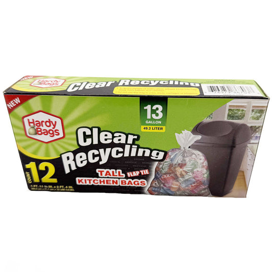 13 Gallon Clear Recycling Trash Bags (12 count)
