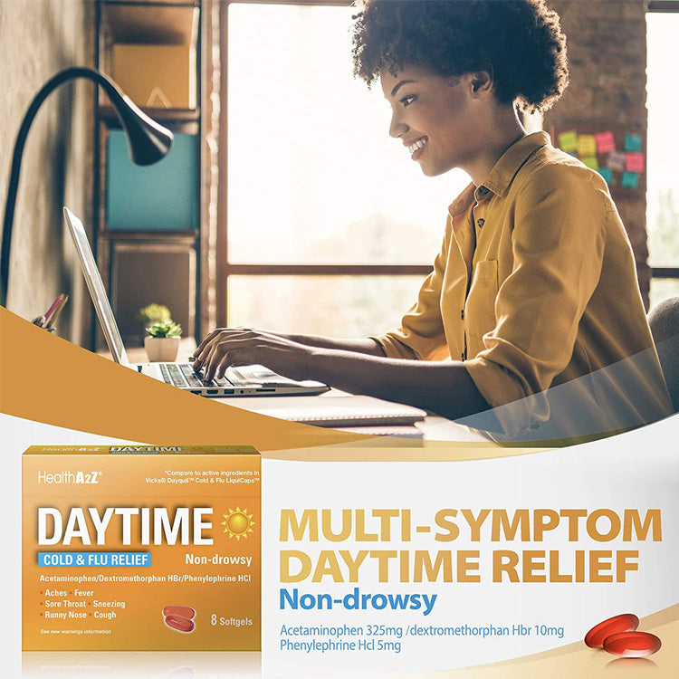 A2Z Day Time Cold & Flu Relief (8 Softgels)