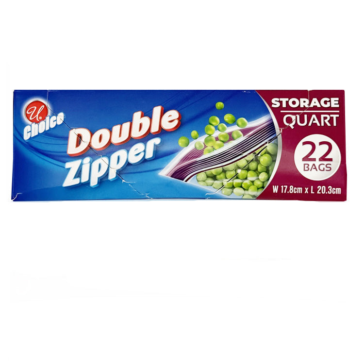 Double Zipper 1 qt Storage Bags (22 bags)